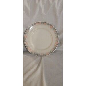 Syracuse China Rosalind 9.75" Dinner Plate Peach Rose Gray Band Restaurant Ware